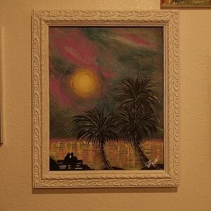 Original fine art palm tree/stars canvas painting